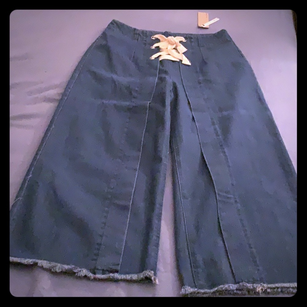 Wide leg denim pants